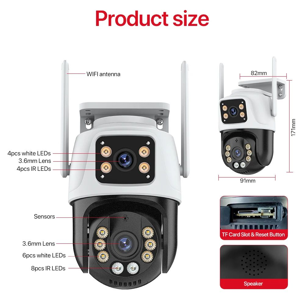 ICsee 6mp Surveillance System Ip Camera Kit Cctv Outdoor Security 3pm Wifi ptz Camera Kit Recordable Wireless System Nvr Kits
