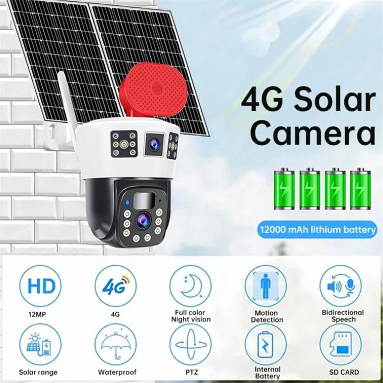 Rscamtom 4K Solar Security Camera System for Border Patrol Outdoor Motion Alarm System for Emergency Response