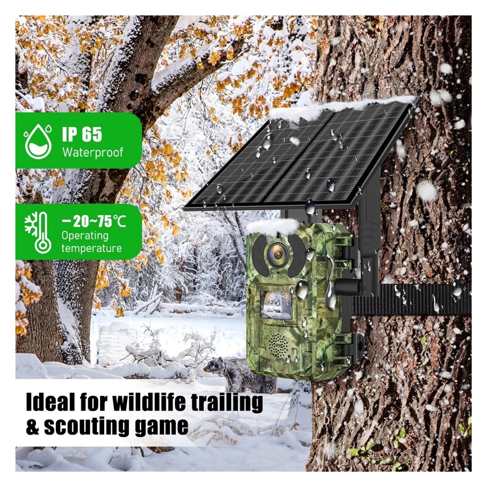 Senhuo 4G 2K 4MP PIR Motion Activation 0.2s Trigger Time Night Vision IP66 Safari Trail Wildlife Battery Solar Camera
