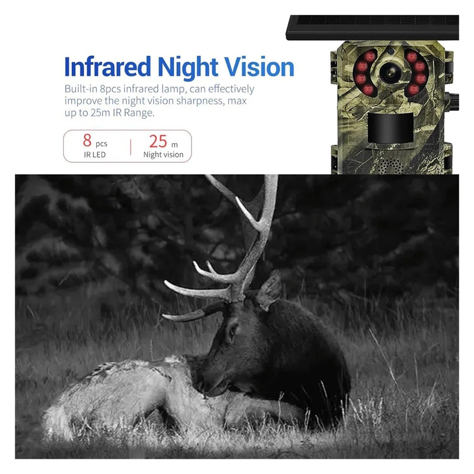 Senhuo 4G 2K 4MP PIR Motion Activation 0.2s Trigger Time Night Vision IP66 Safari Trail Wildlife Battery Solar Camera