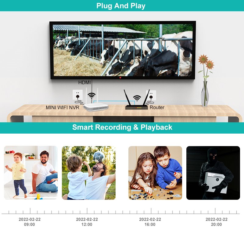 8CH 1080P Human Auto Track PTZ WIFI IP Security Camera Set Wireless CCTV System Intercom P2P Video Surveillance NVR Kit
