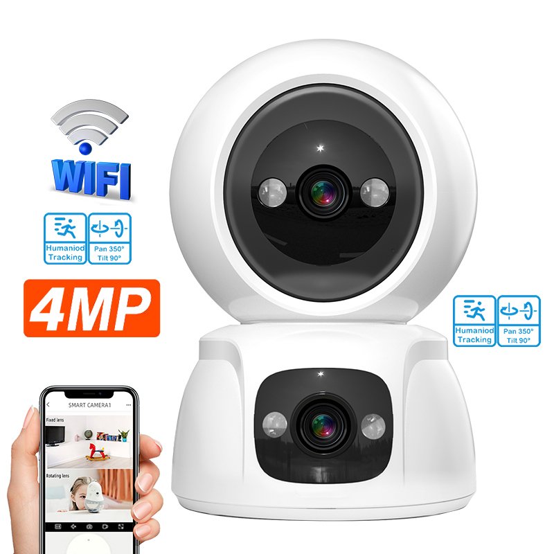 Best price for Smart home dual lens 4MP Wireless Wifi camera de surveillance wifi V380 pro house camera security