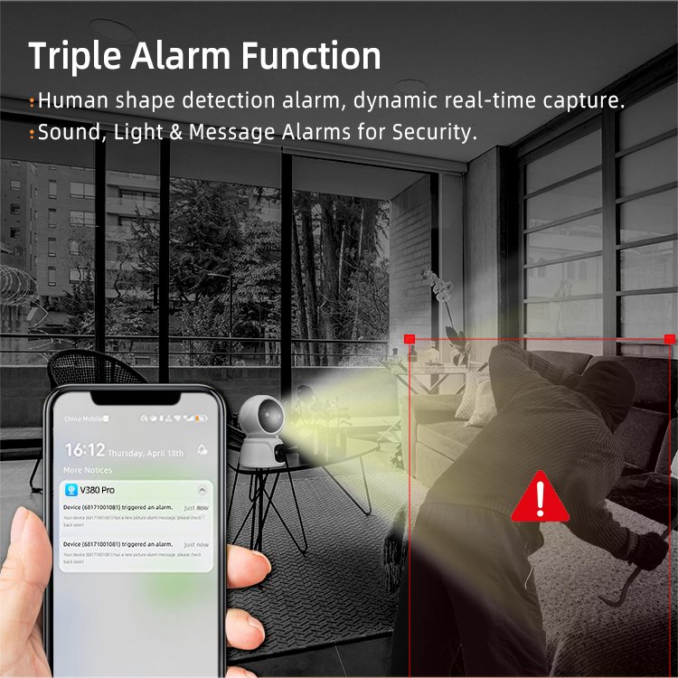 Best price for Smart home dual lens 4MP Wireless Wifi camera de surveillance wifi V380 pro house camera security