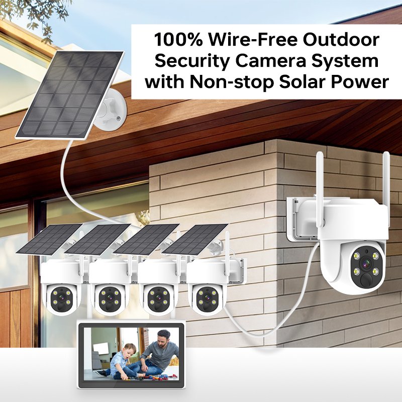 Oriteck 10.1'' DVR PTZ WIFI Camera Kits System 4MP Dome Bullet Turret POE IP Security CCTV Camera Solar Powered Network Camera