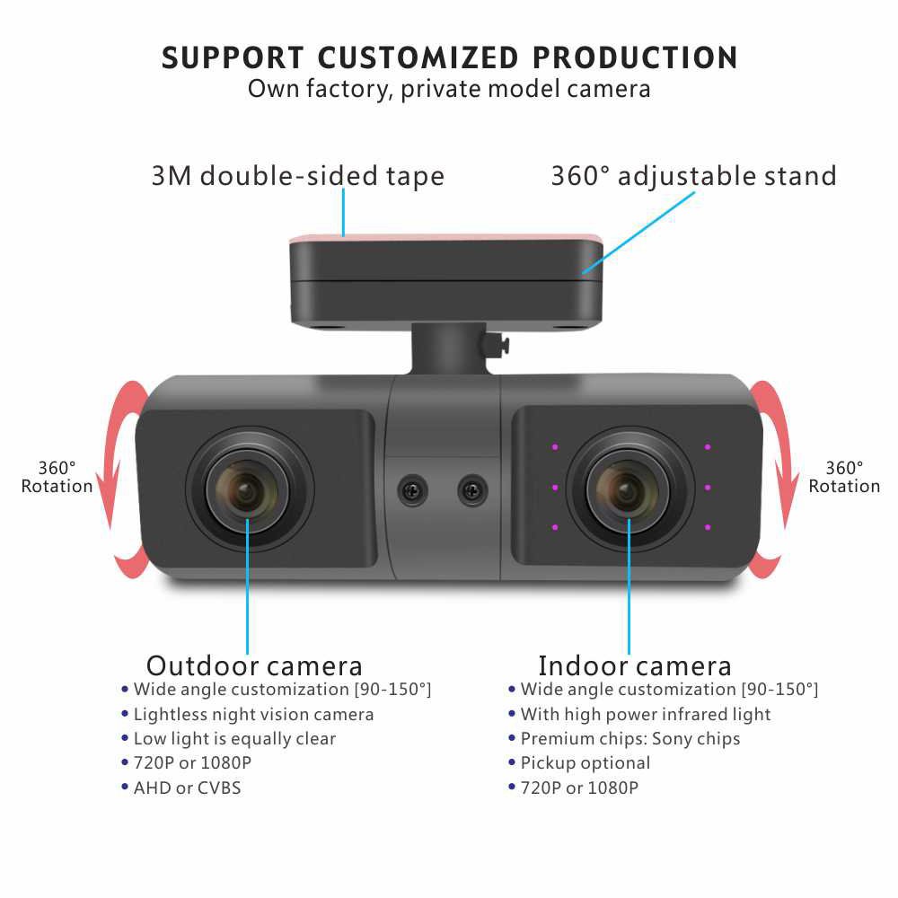 Wide Angle 1080p Dual Cctv Car Reversing Dual Lens Dash Camera Front/back View Dashboard Dual Camera for Taxi