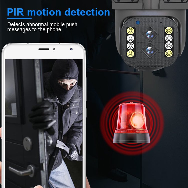 New 4K Wifi Network Camera Dual Lens 10X Optical Zoom Three-Picture Design Monitoring PTZ Wireless Security Outdoor CCTV Camera