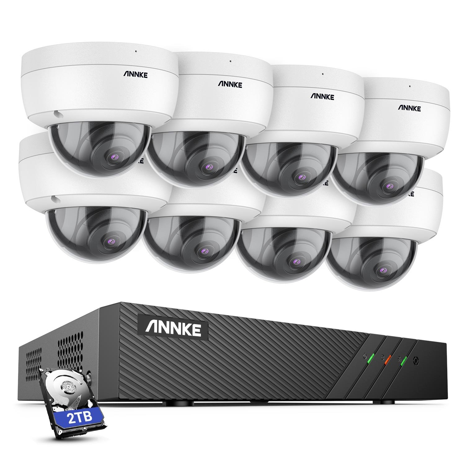 ANNKE 6MP 8CH POE NVR Security System with 8pcs Audio Remote Access AI & Microphone dome Surveillance CCTV Camera and 2TB HDD
