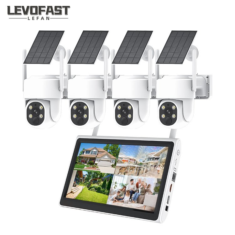 LEVOFAST 4CH NVR POE Security Camera System Nvr Kit Full Set 4 Cameras Waterproof Solar Battery CCTV 4MP 5MP Camera