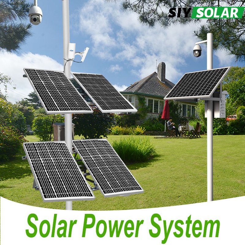 Outdoor security alarm system 200W solar powered surveillance camera tower built in Solar Kit With 120ah Lithium Battery