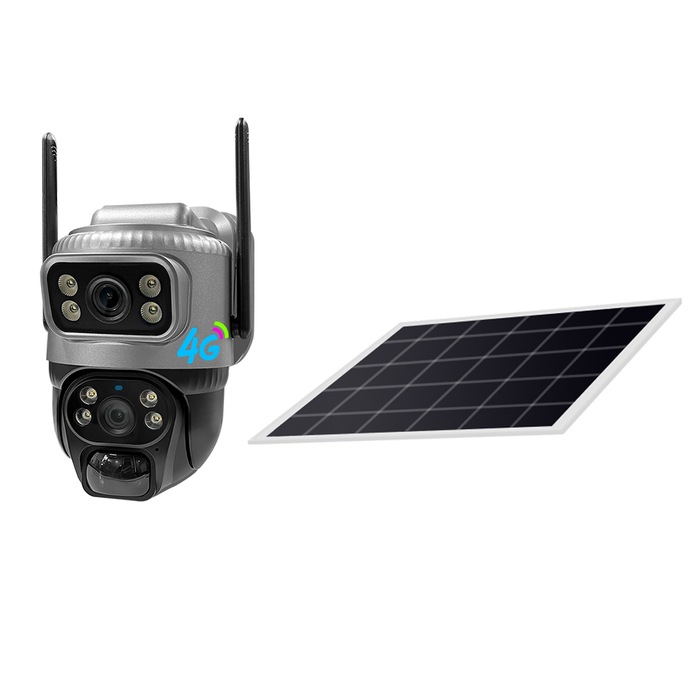 Dual lens solar camera 4g sim card surveillance systems ip camera