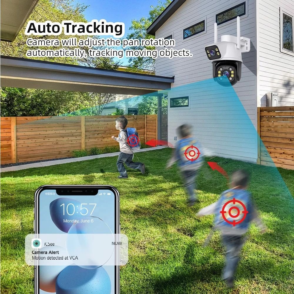 ICsee 6mp Surveillance System Ip Camera Kit Cctv Outdoor Security 3pm Wifi ptz Camera Kit Recordable Wireless System Nvr Kits