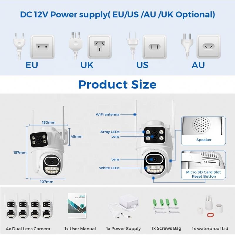 Construction Site Video Surveillance System Wifi Wireless 4K Cctc Survailance Camera Kit Lowest Price Cctv Oneway Audio