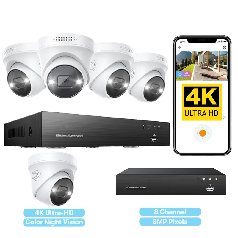 8 Channel Real-Time Notification On Mobile Phone Outdoor Surveillance System 2-Way Audio Security Cloud Storage Camera System