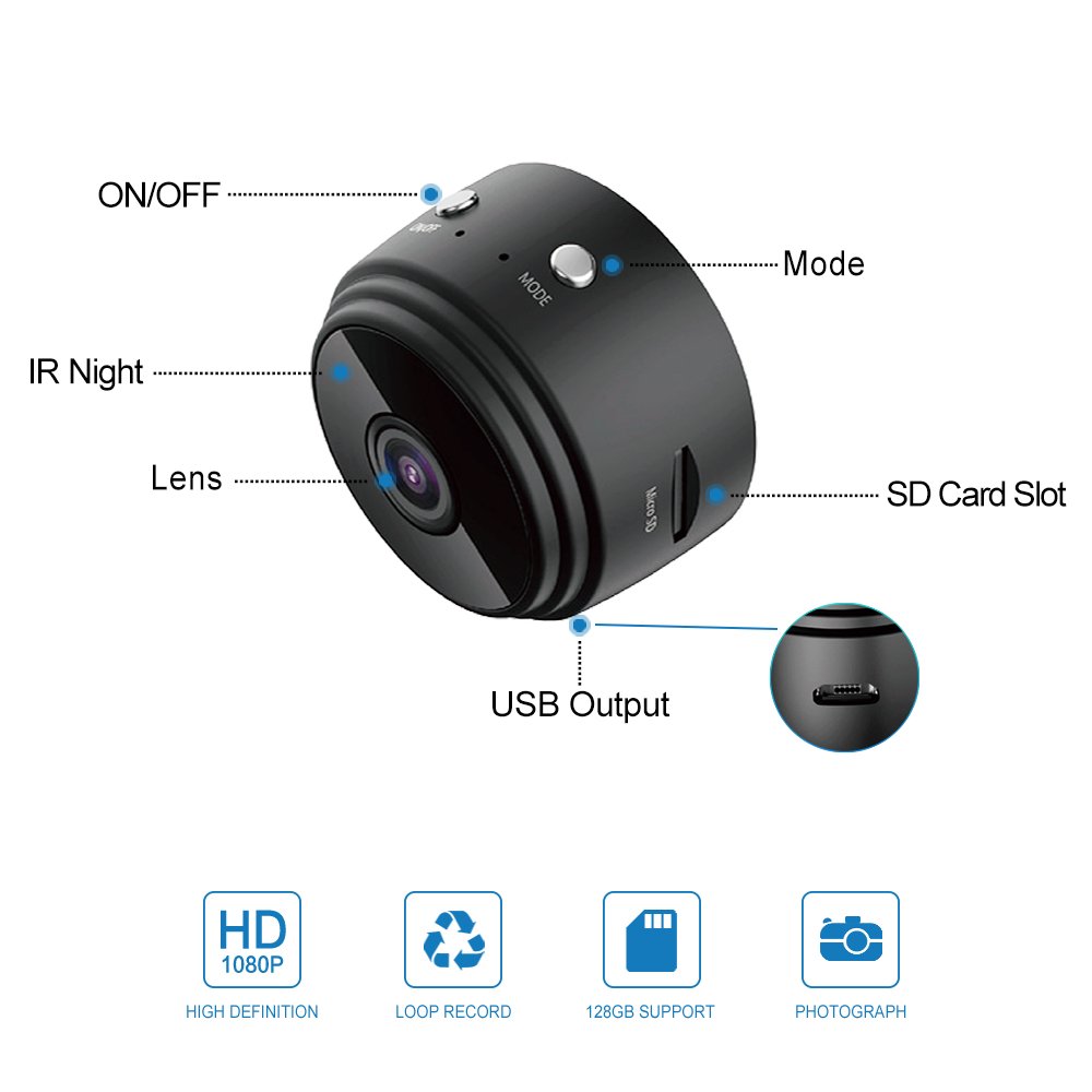 Hot sale Mini Camera HD A9 Wireless Surveillance Security System small size wifi Action Camera