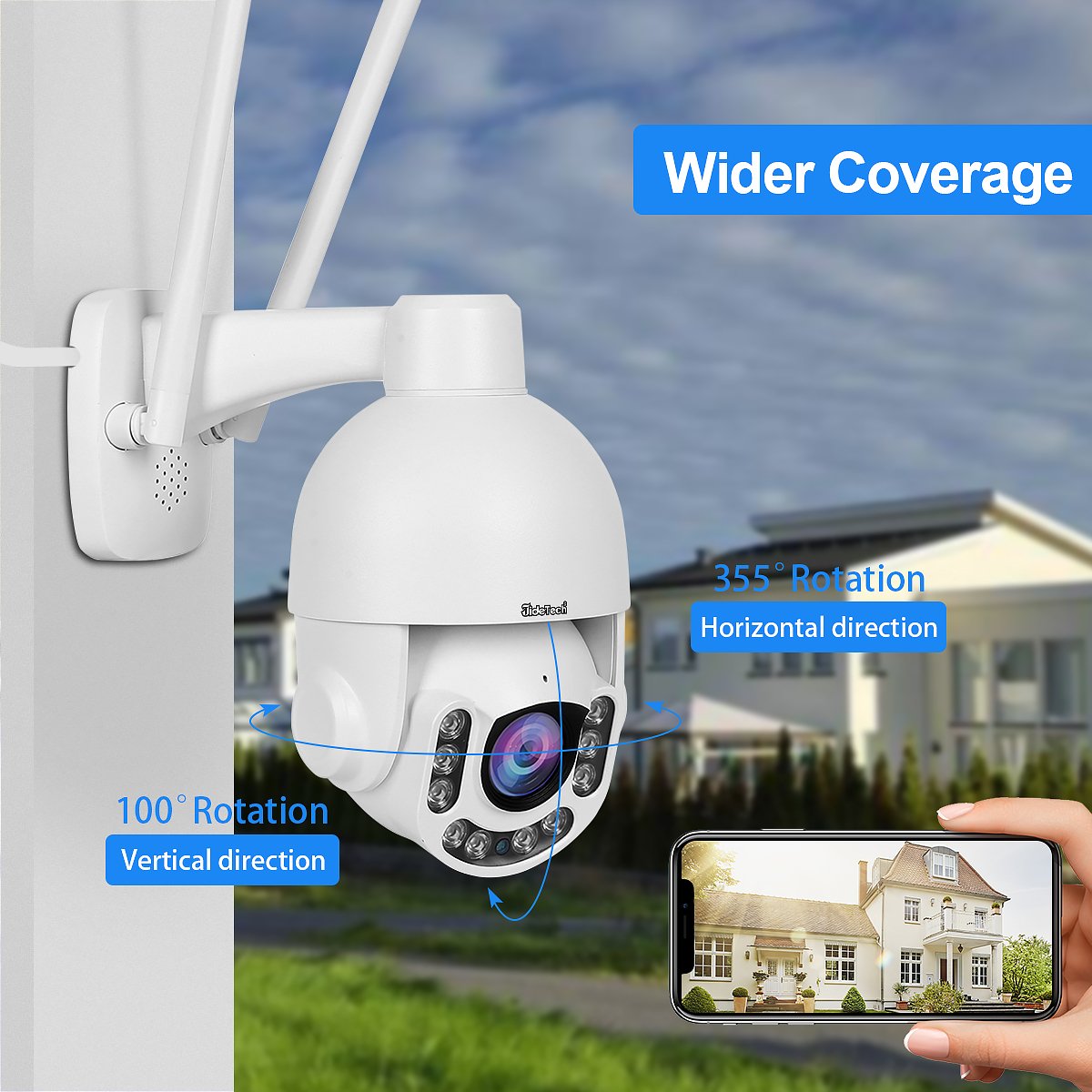 JideTech 5MP 5X WIFI 15fps Security System auto tracking PTZ IP Outdoor Full Color Night Vision Camera Video Surveillance Camera