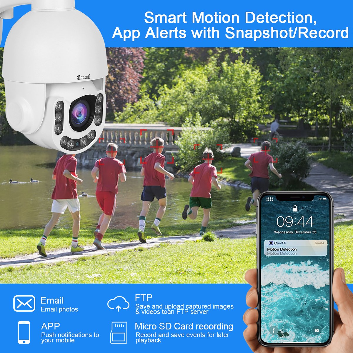 JideTech 5MP 5X WIFI 15fps Security System auto tracking PTZ IP Outdoor Full Color Night Vision Camera Video Surveillance Camera
