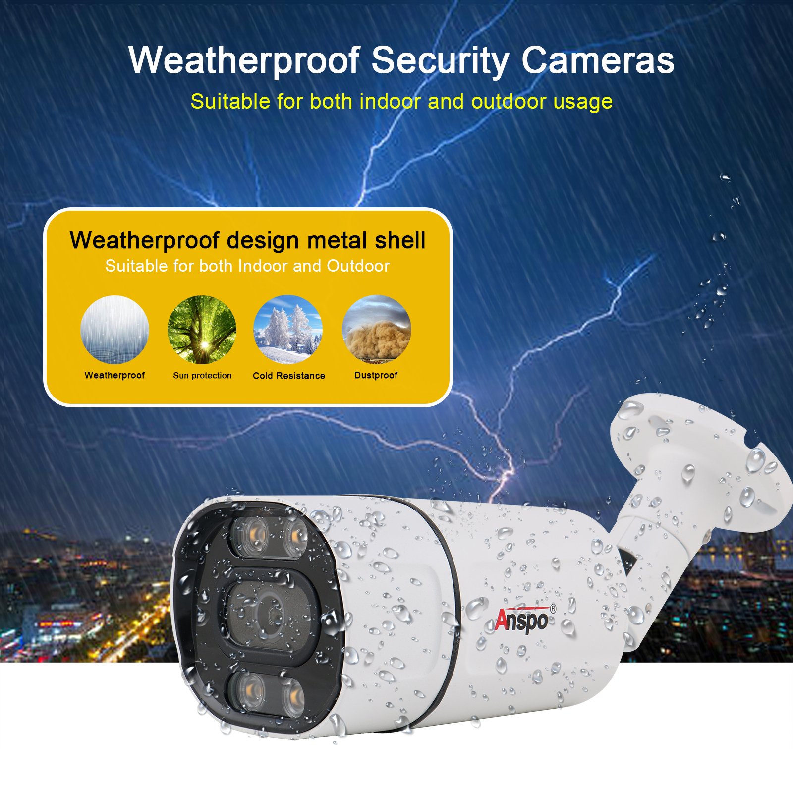 Anspo 8MP AHD Video Surveillance AHD Bullet camera Metal Waterproof CCTV DVR Camera Security System Full Color Night vision