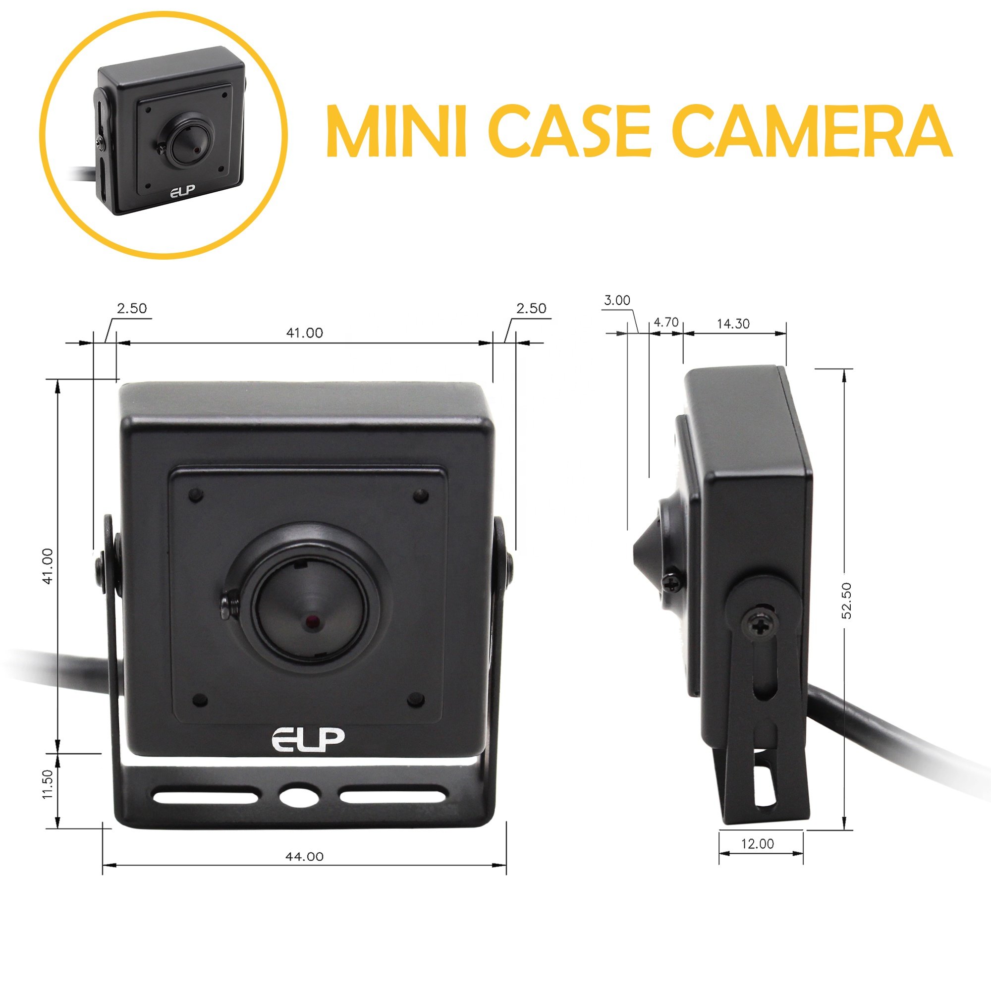 ELP low illumination 2MP H.264 Mini Camera IMX323 with Mini Black Box Metal Housing for Video Surveillance