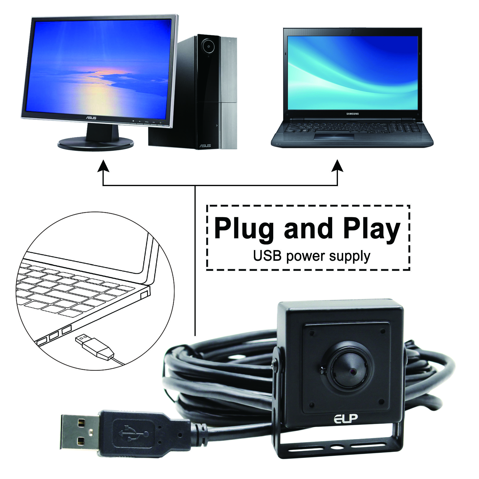 ELP low illumination 2MP H.264 Mini Camera IMX323 with Mini Black Box Metal Housing for Video Surveillance