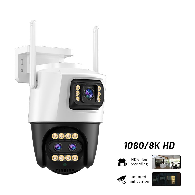 ICsee 4k Hot Sales Wifi Network Camera Wireless Dual Lens wireless 8x Optical Zoom Ptz security Linkage Dual Lens Camera