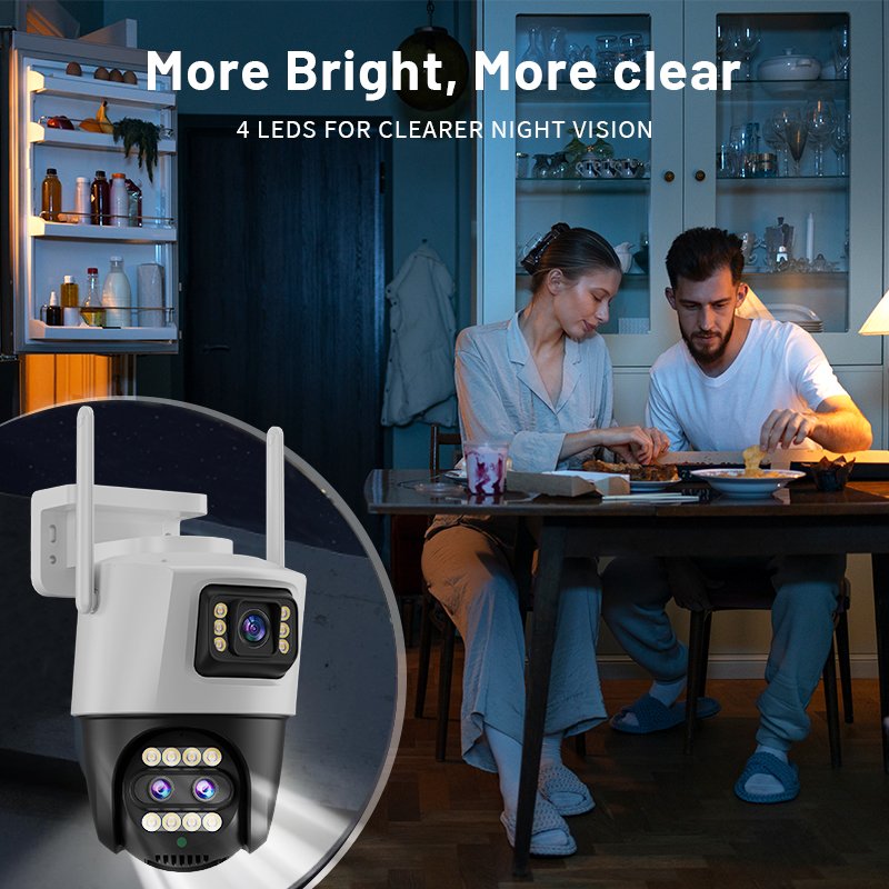 ICsee 4k Hot Sales Wifi Network Camera Wireless Dual Lens wireless 8x Optical Zoom Ptz security Linkage Dual Lens Camera