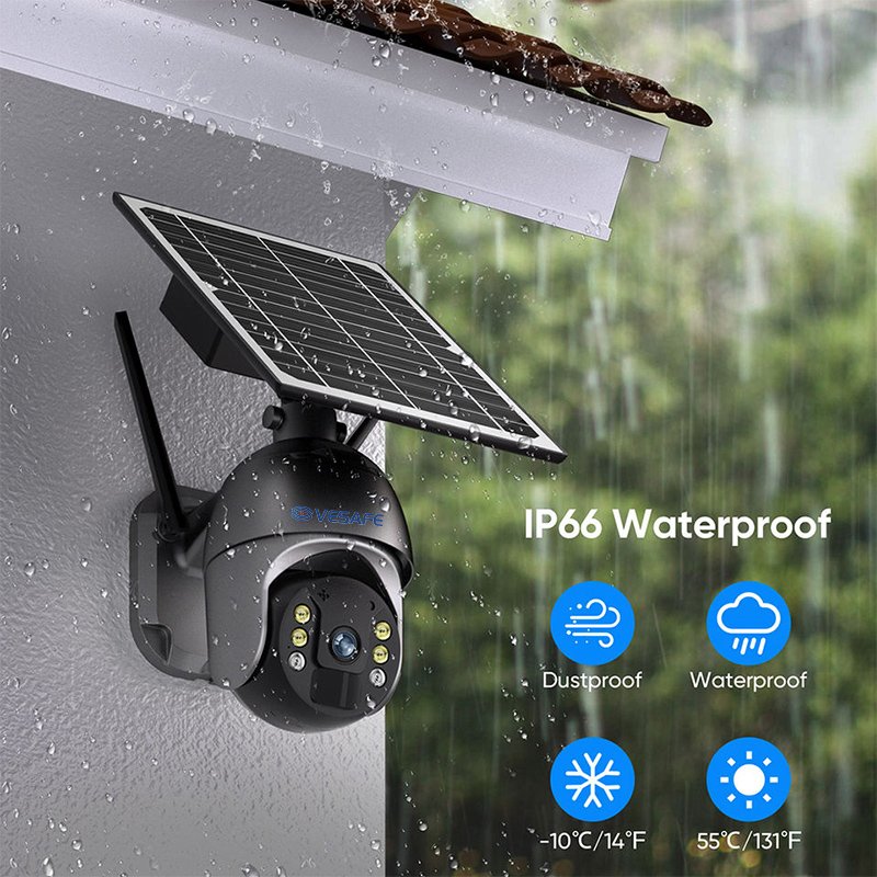 VESAFE 4mp 8mp 4k Full Color Outdoor Wireless Wifi Surveillances 4g Sim Card Solar Cctv Ip Camera Tuya Surveillance Camera