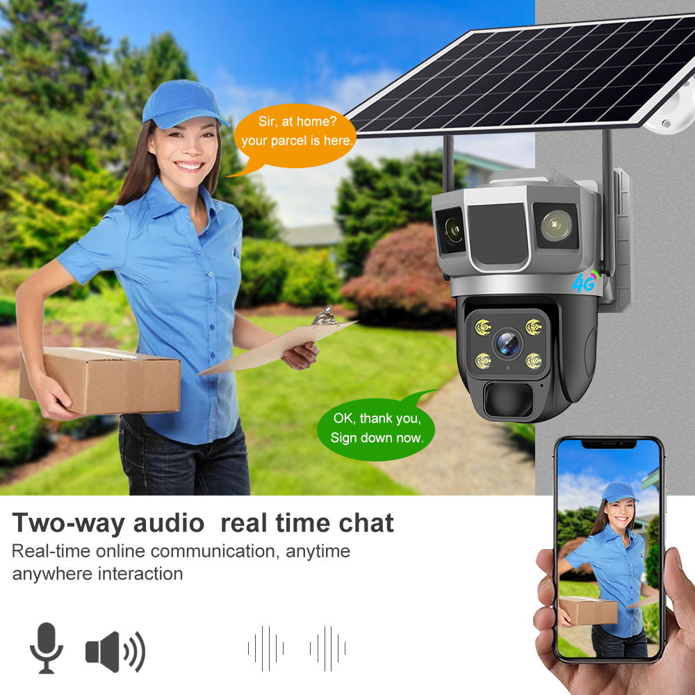 V380 Solar Waterproof 3.0MP 4G Outdoor Infrared CCTV Voice alarm Security AOV ALL TIME ON VIDEO Camera