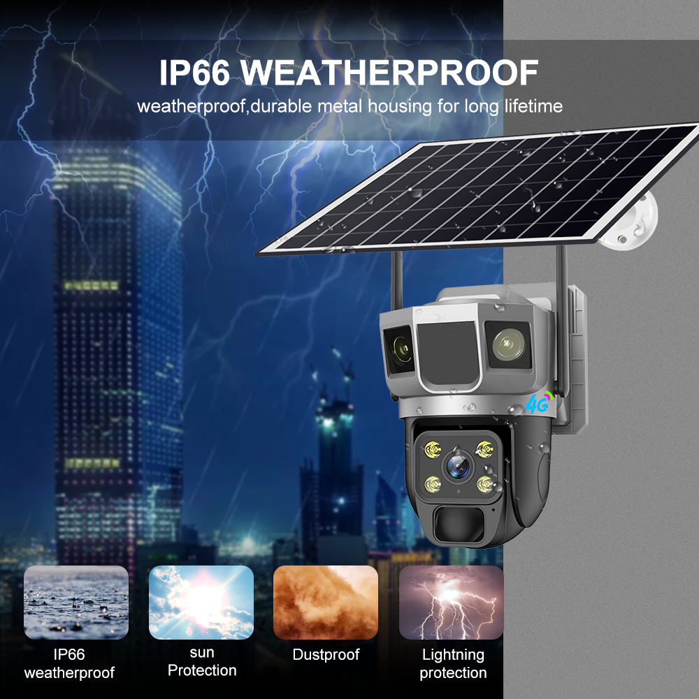 V380 Solar Waterproof 3.0MP 4G Outdoor Infrared CCTV Voice alarm Security AOV ALL TIME ON VIDEO Camera