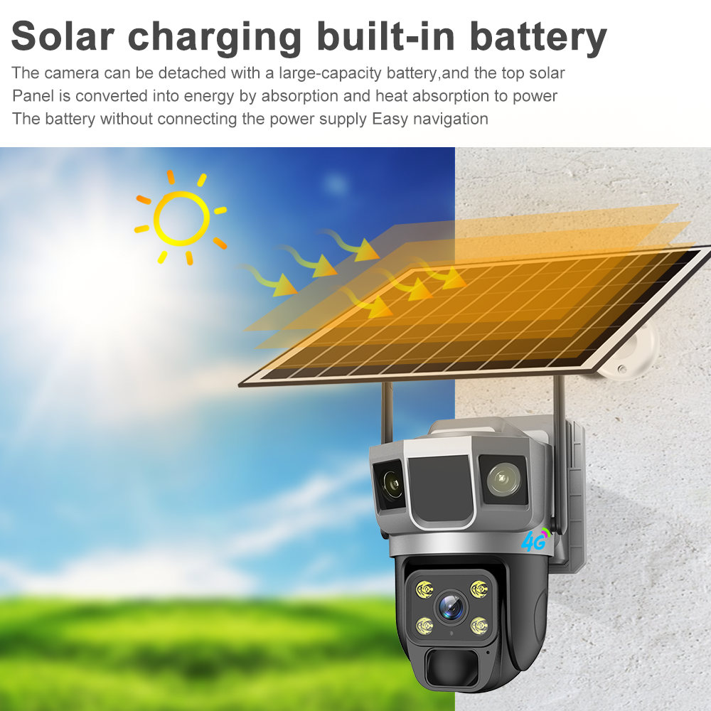 V380 Solar Waterproof 3.0MP 4G Outdoor Infrared CCTV Voice alarm Security AOV ALL TIME ON VIDEO Camera