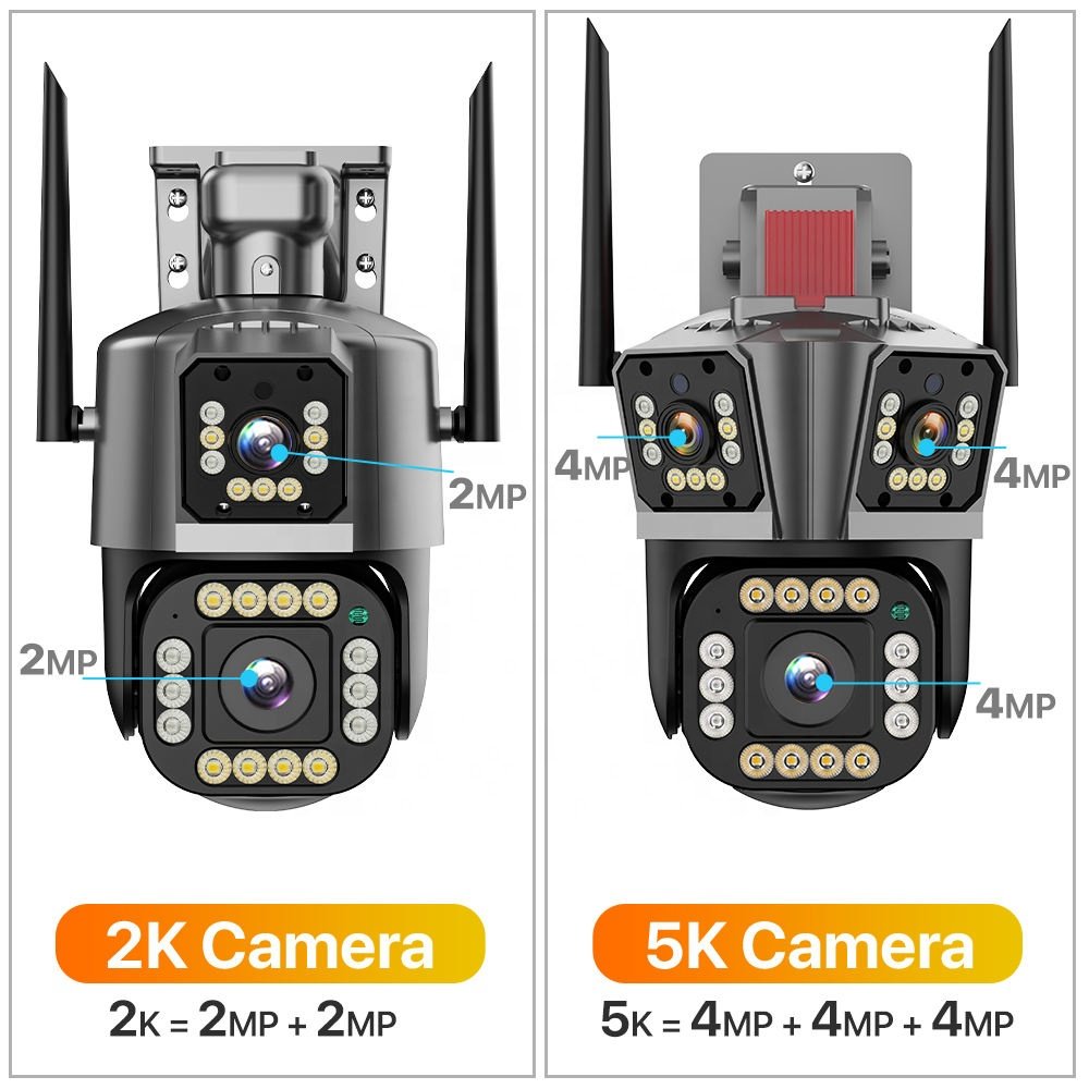 outdoor 4k 10X Zoom Surveillance WIFI Security Camera System Ip Network Camera Three Lens outdoor PTZ 360 CCTV dual Camera