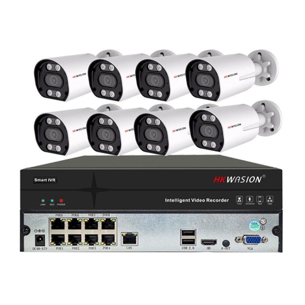 HKWASION 8CH 5mp POE Outdoor Waterproof IP Camera NVR Network Surveillance System Kit Set Lens 4MM APP SeeEasy