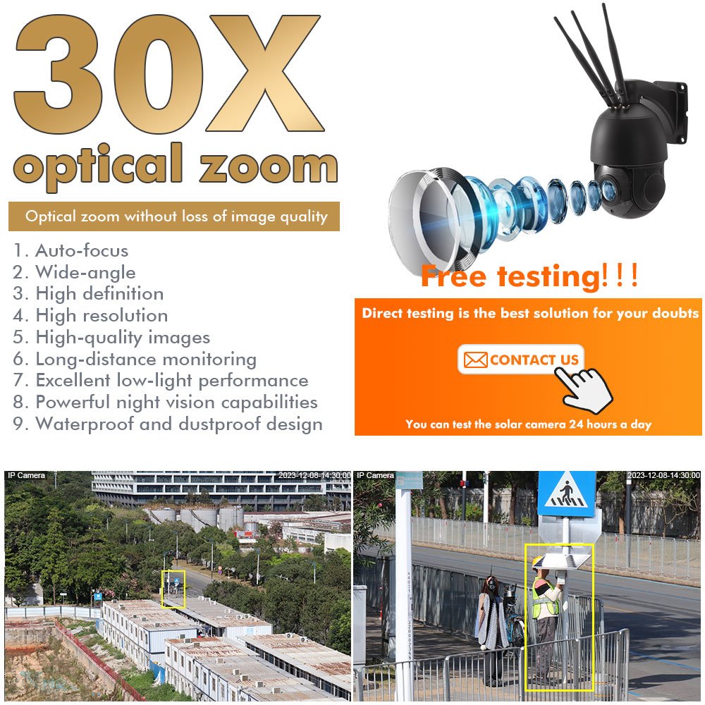 TecDeft Surveillance Products APP Remote contorll AI PTZ Ip camera Solar Power Battery Security 4G Solar Camera