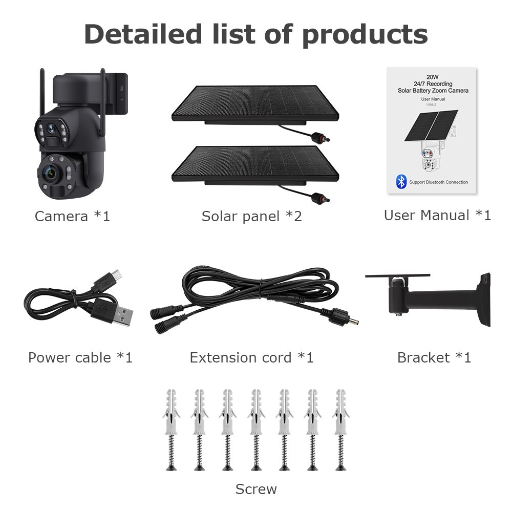 2024 Dual Lens 6MP 36X Zoom 4G Wifi Sim Card IP Camera PTZ Solar Camera Suitable for outdoor surveillance and security