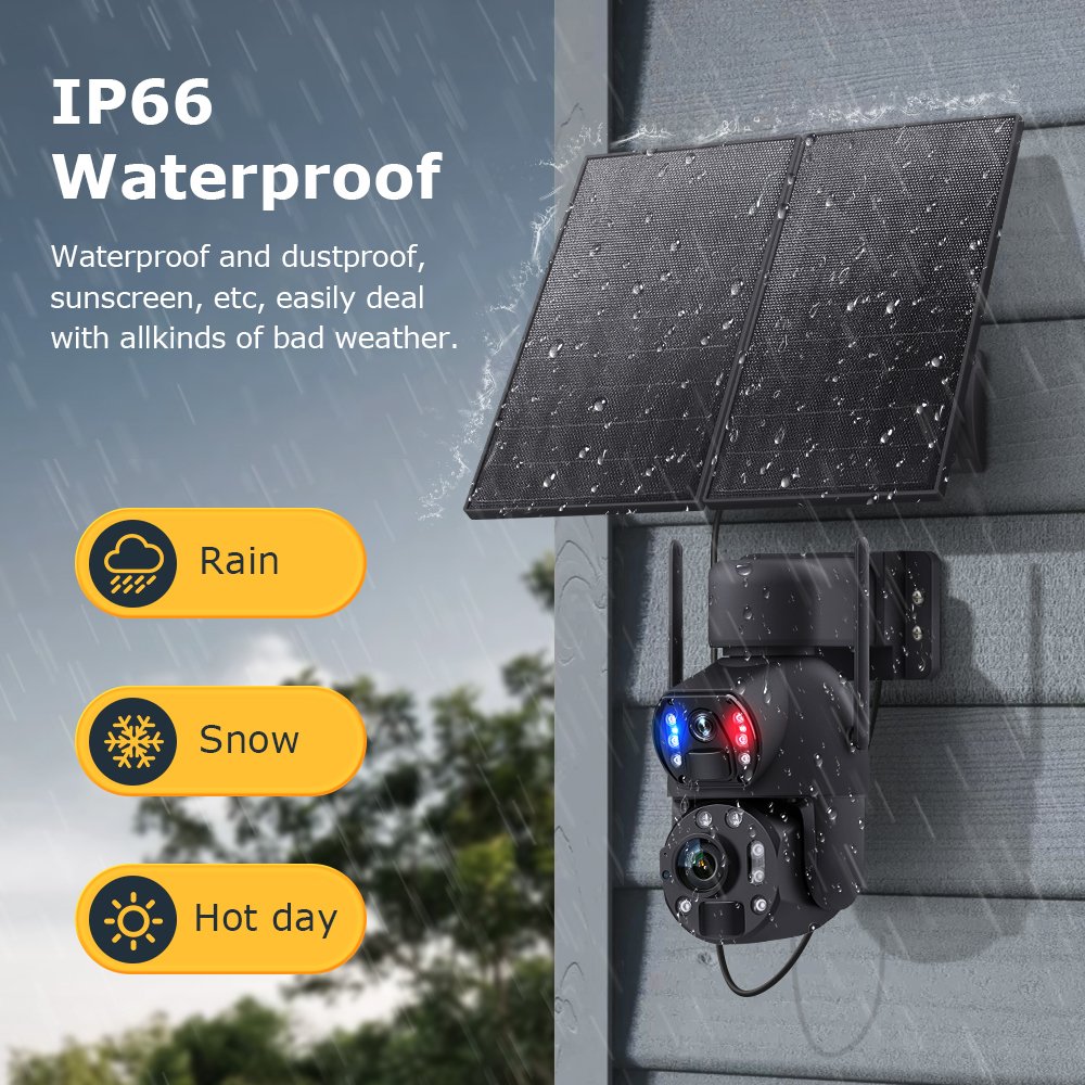 2024 Dual Lens 6MP 36X Zoom 4G Wifi Sim Card IP Camera PTZ Solar Camera Suitable for outdoor surveillance and security