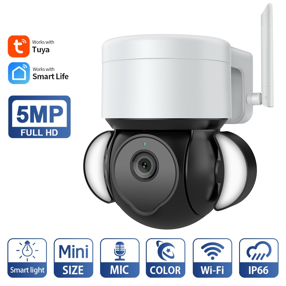 Popular Smart Outside IP Camera 5MP Surveillance Video CCTV PTZ Camera with Tuya APP
