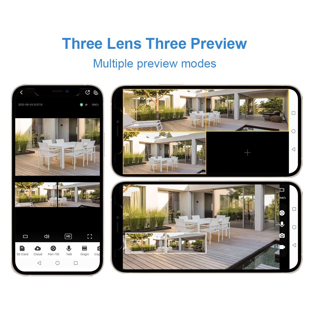 Outdoor WiFi PTZ 4G Sim Card Three Lens Dual Screen 10X Optical Zoom Camera De Surveillance Sans 4G
