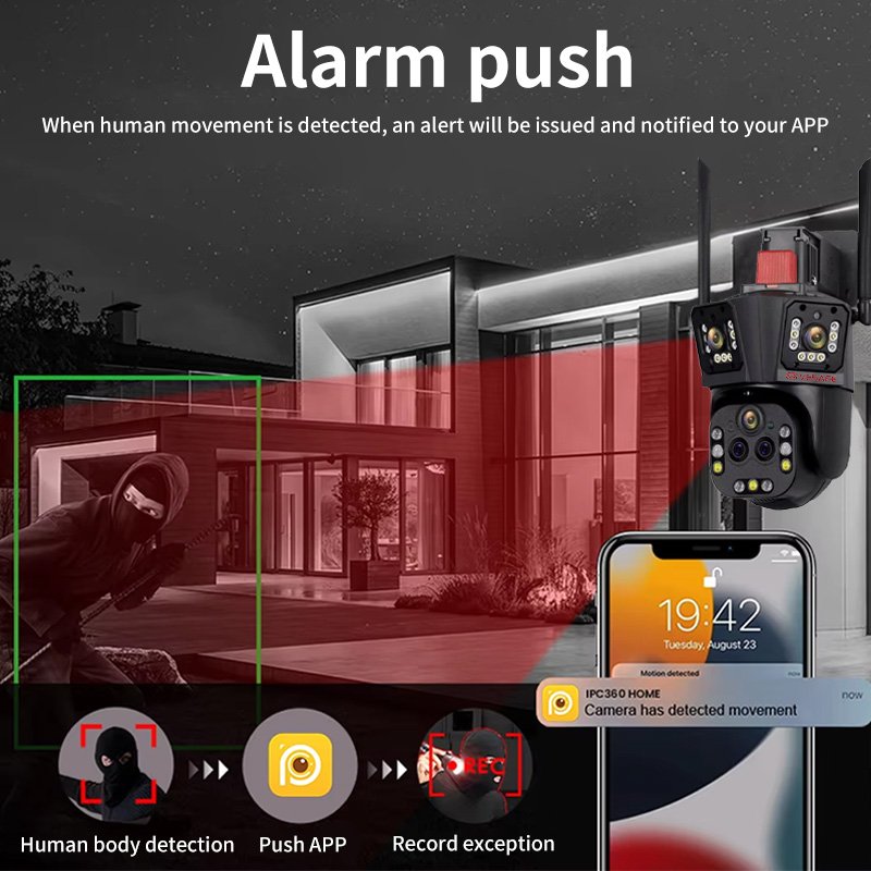 VESAFE Night Vision 20MP 5 Lens 20X Zoom Home Wireless WiFi Network PTZ IP Camera IPC360 Home Outdoor WiFi Security CCTV Camera