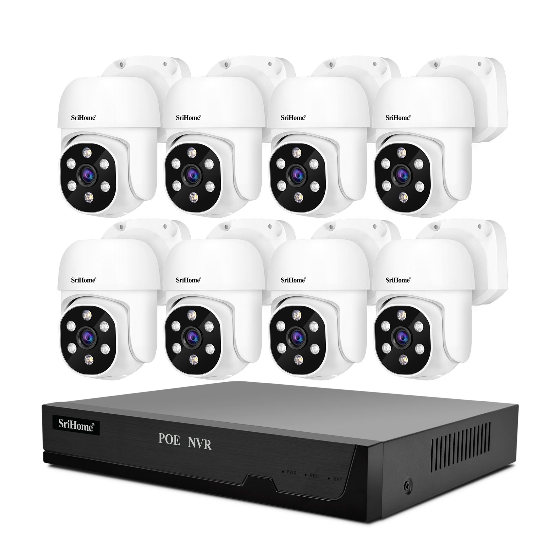 Hot Sale 2024 SriHome Security Camera System IP Camera Kit 4 CH 1080P Mobile Phone Cctv Home Camera Recorder Surveillance System
