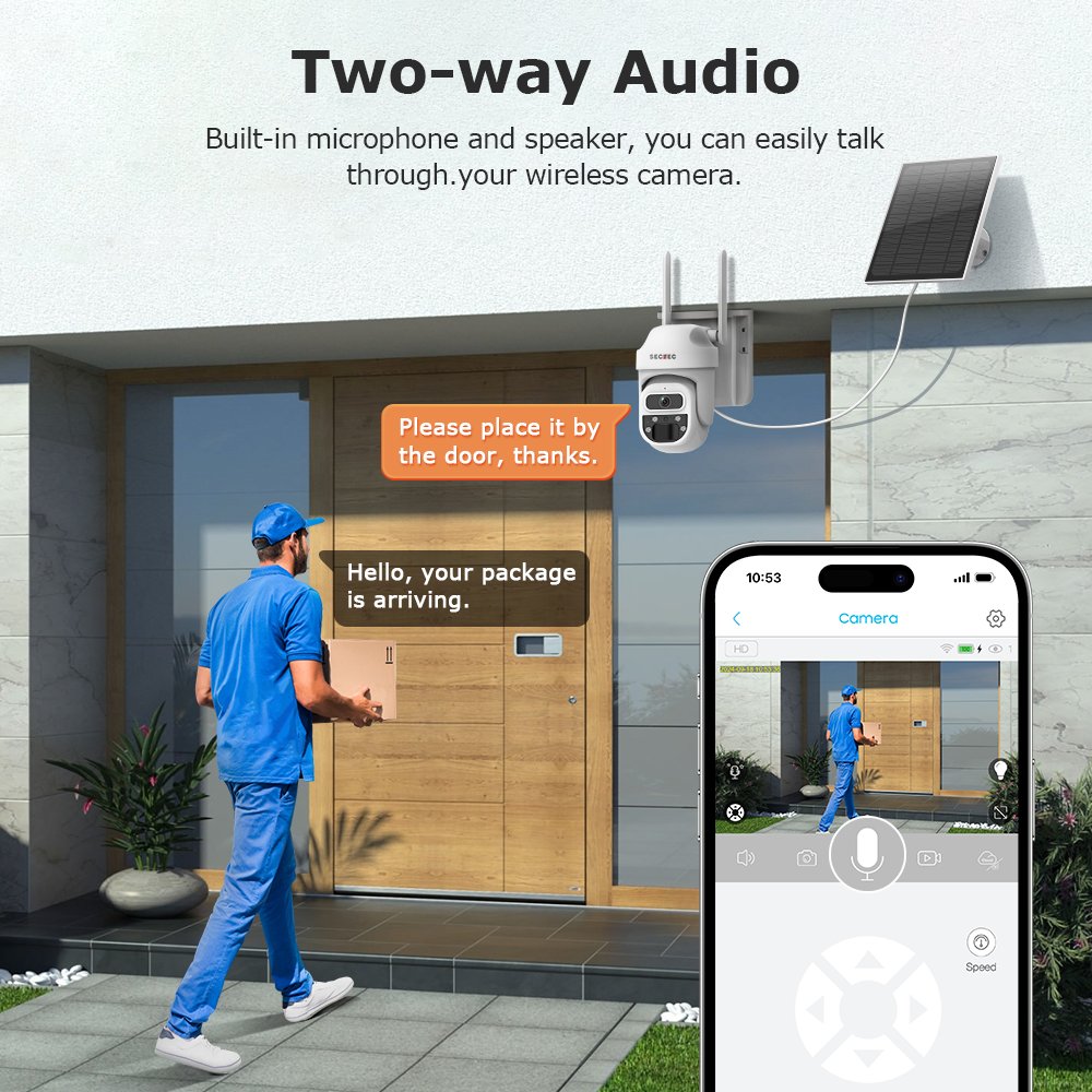 Mini HD Ptz Wireless Wifi Solar Camera Outdoor Waterproof Rotation Surveillance Camera 5W 7800mAh Human Detection CCTV system