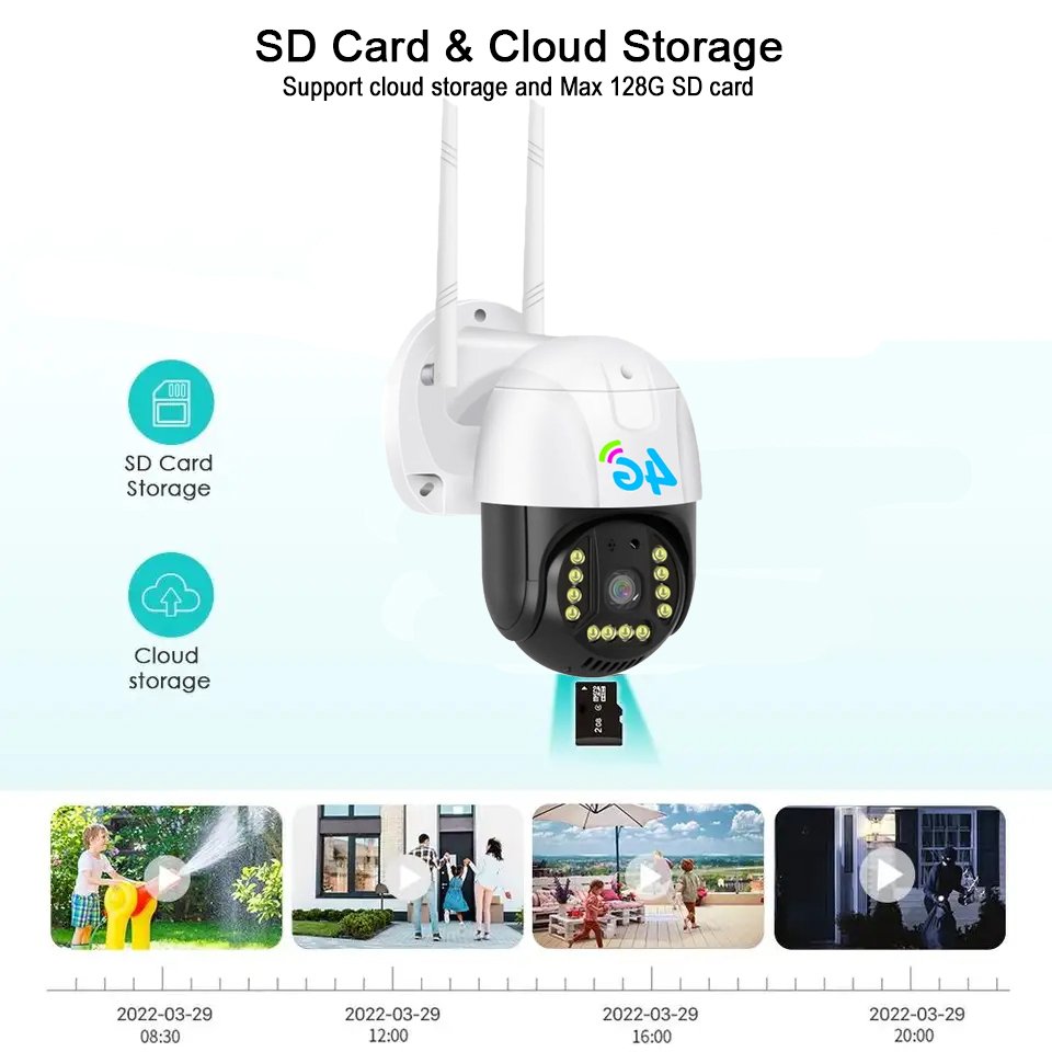 3MP 4G Network Two Way Audio 12 Lights Outdoor Surveillance V380 Home Smart Cameras De Seguridad