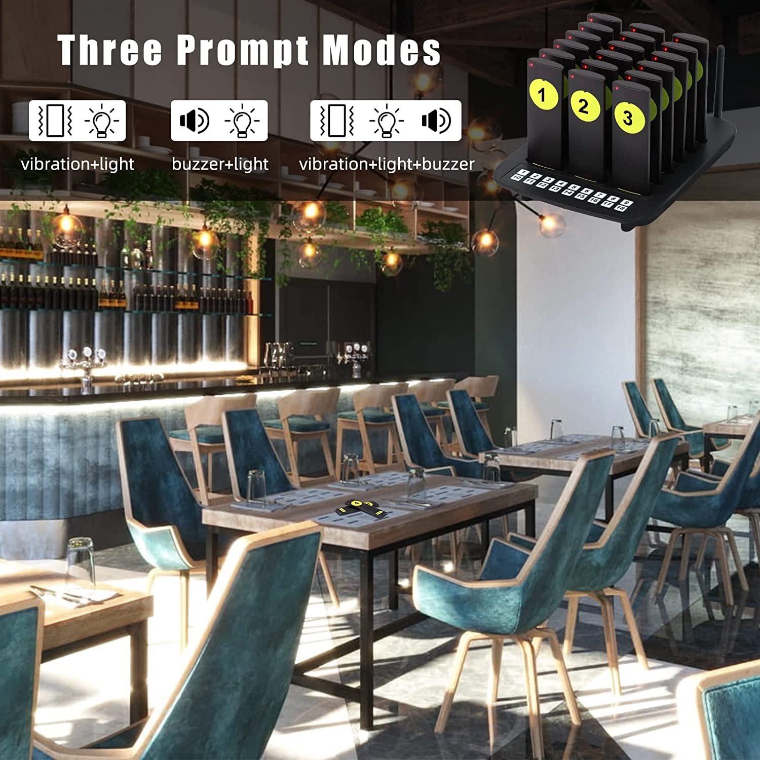 BYHUBYENG Long Range wireless Pager System Social Distancing Beeper Calling System for Restaurant with 18 Waiting Buzzers
