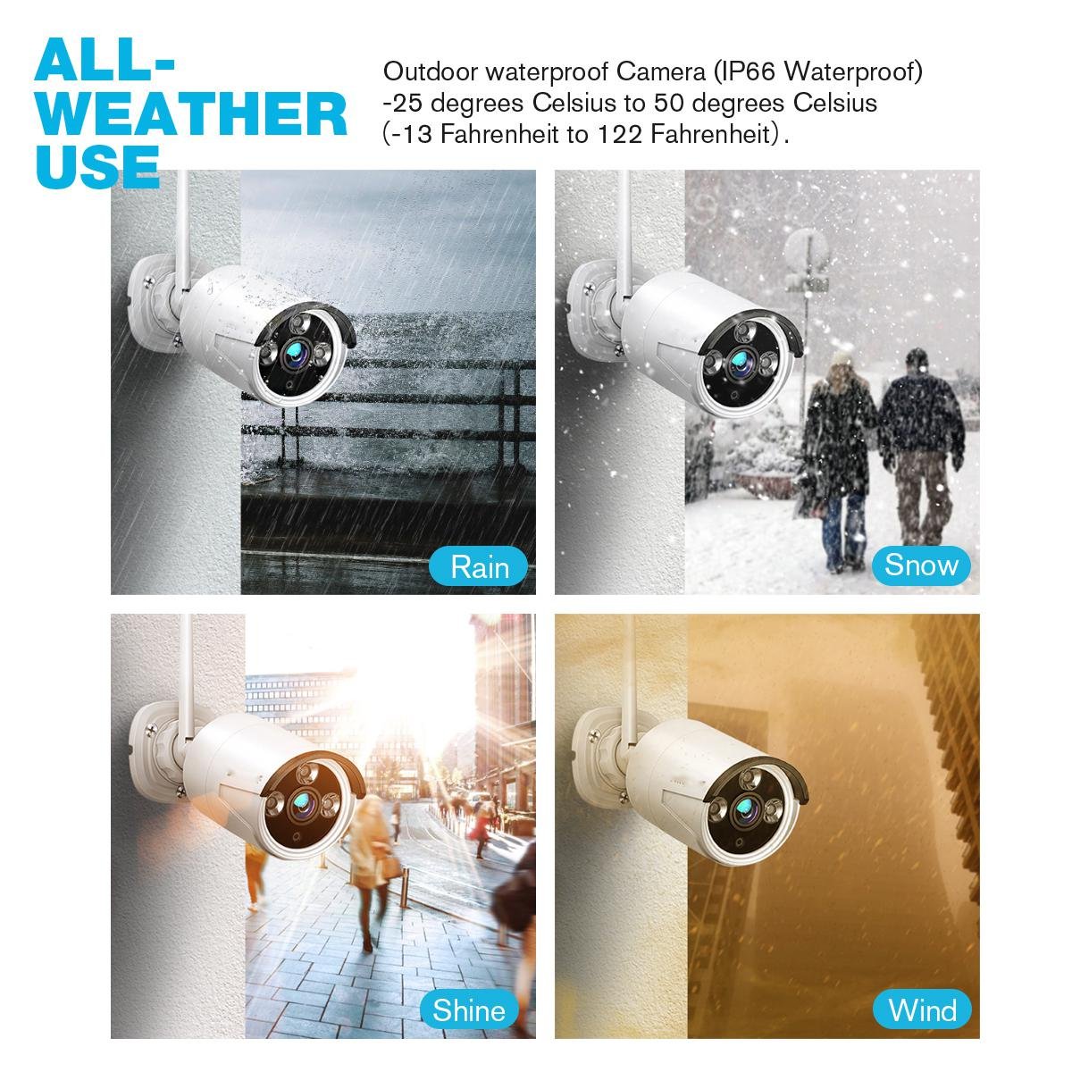 AI Face Capture Home Security 4CH Wireless CCTV Camera System 3MP HD Waterproof WiFi NVR Kit P2P Outdoor IP Bullet Camera