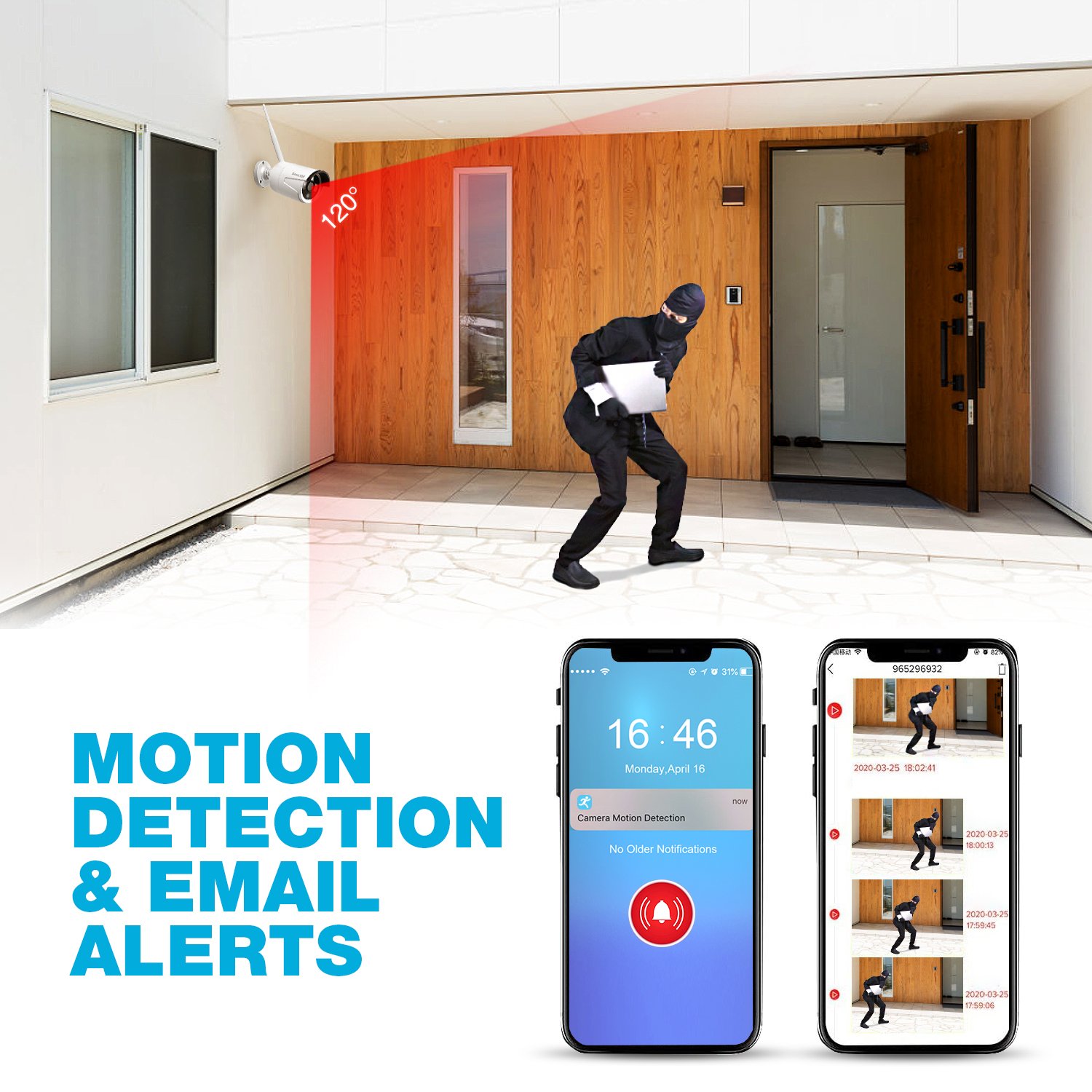 AI Face Capture Home Security 4CH Wireless CCTV Camera System 3MP HD Waterproof WiFi NVR Kit P2P Outdoor IP Bullet Camera