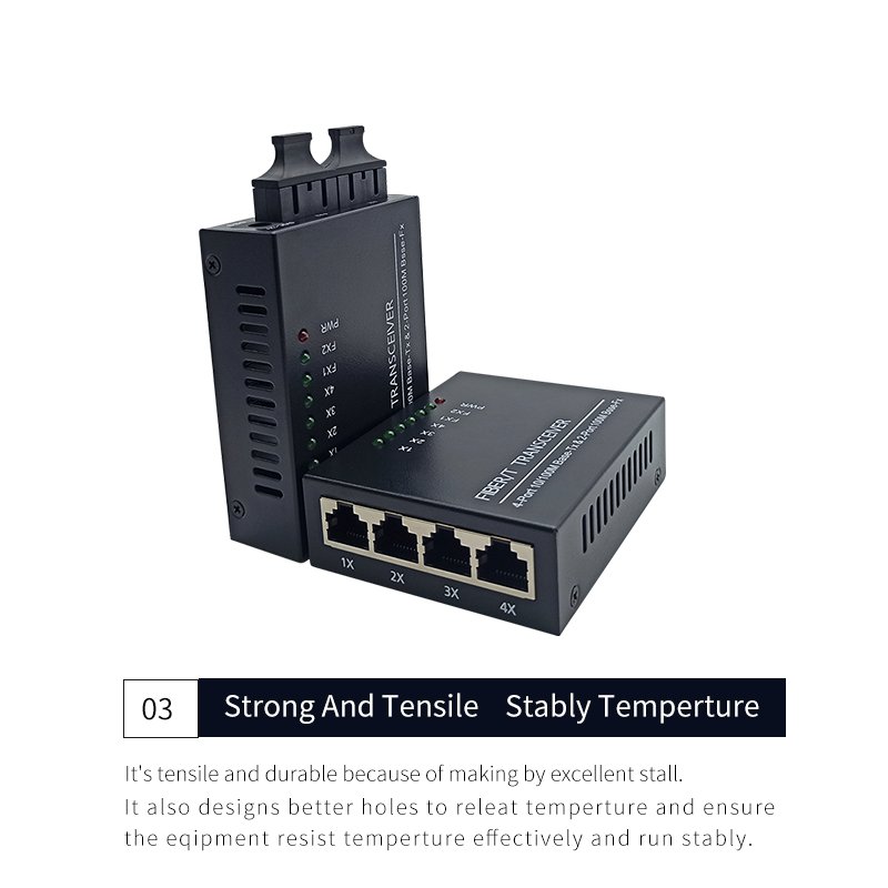 10/100M Fiber Converter 2 SC Fiber Port 4 LAN RJ45 UTP Port Duplex Fast Ethernet Fiber Optical Media Converter Switch 2F4E