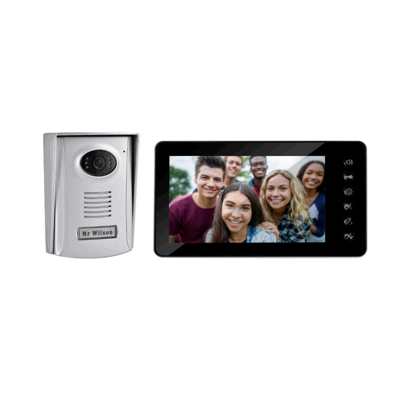 7 Inch Screen Monitor and Outdoor Station Waterproof Entry Leval 2 Way Audio Video Door Phone