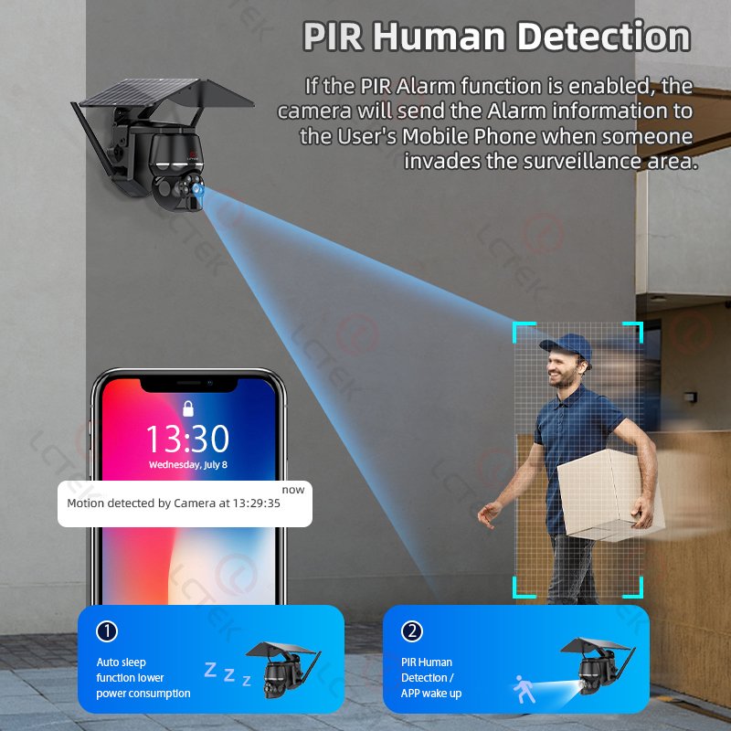 LCLCTEK WIFI Solar Powered battery security camera Outdoor Waterproof PIR Motion detection P2P wireless cctv system