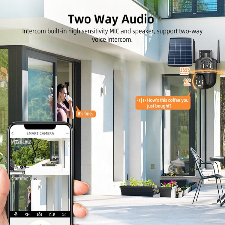 6MP HD pixel Solar Panel 4G CCTV security Camera full view monitor for outdoor camera for home security