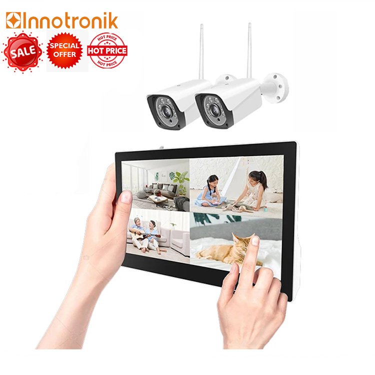 Innotronik 10.1Inch Touch Screen Monitor Wireless Battery NVR Security IP Camera Kit Face Recognition Wifi Surveillance System