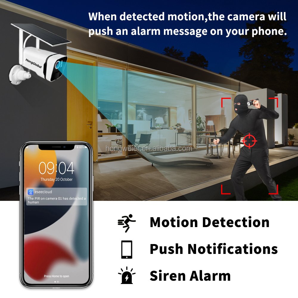 HongGlobal 4MP Wireless Solar 8 Channel NVR Home Security IP CCTV Camera Set Kit System WiFi Wireless Solar Surveillance System
