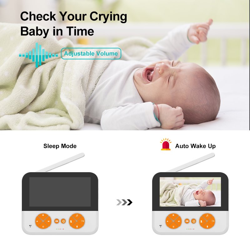 Factory PTZ control Baby Monitor FHSS with Display Temperature With Cry Sound Detection Two Way Talk